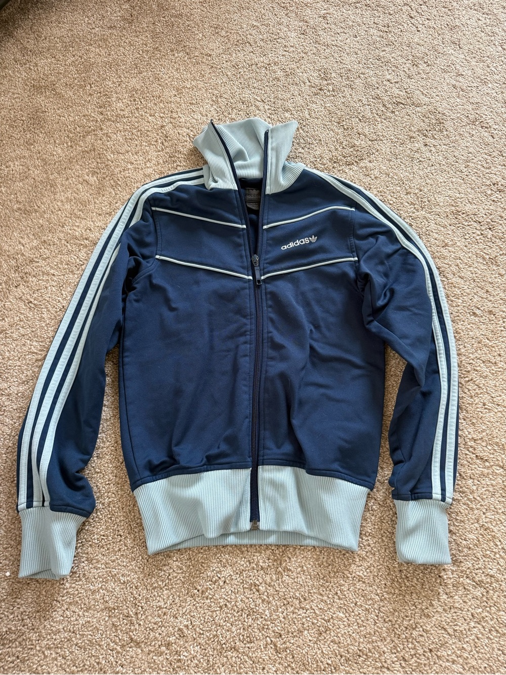 adidas Classic Navy / baby blue Track Jacket size XS
